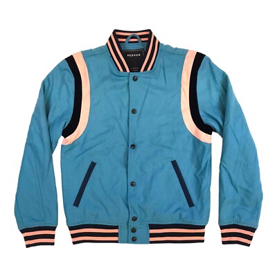 Men s Reason 100% Authentic Varsity Jacket Size Medium Color Light Blue