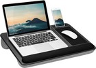 Home Office Portable Lap Desk with Wrist Rest Pad and Phone Holder Black Carbon