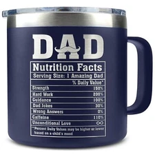 Hyturtle Dad Nutritional Facts Funny Coffee Navy Mug/Tumbler 14oz Gift For Da...