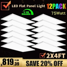 2x4 LED Flat Panel Light,75W 5000K Recessed Edge-Lit Drop Ceiling Troffer Lights