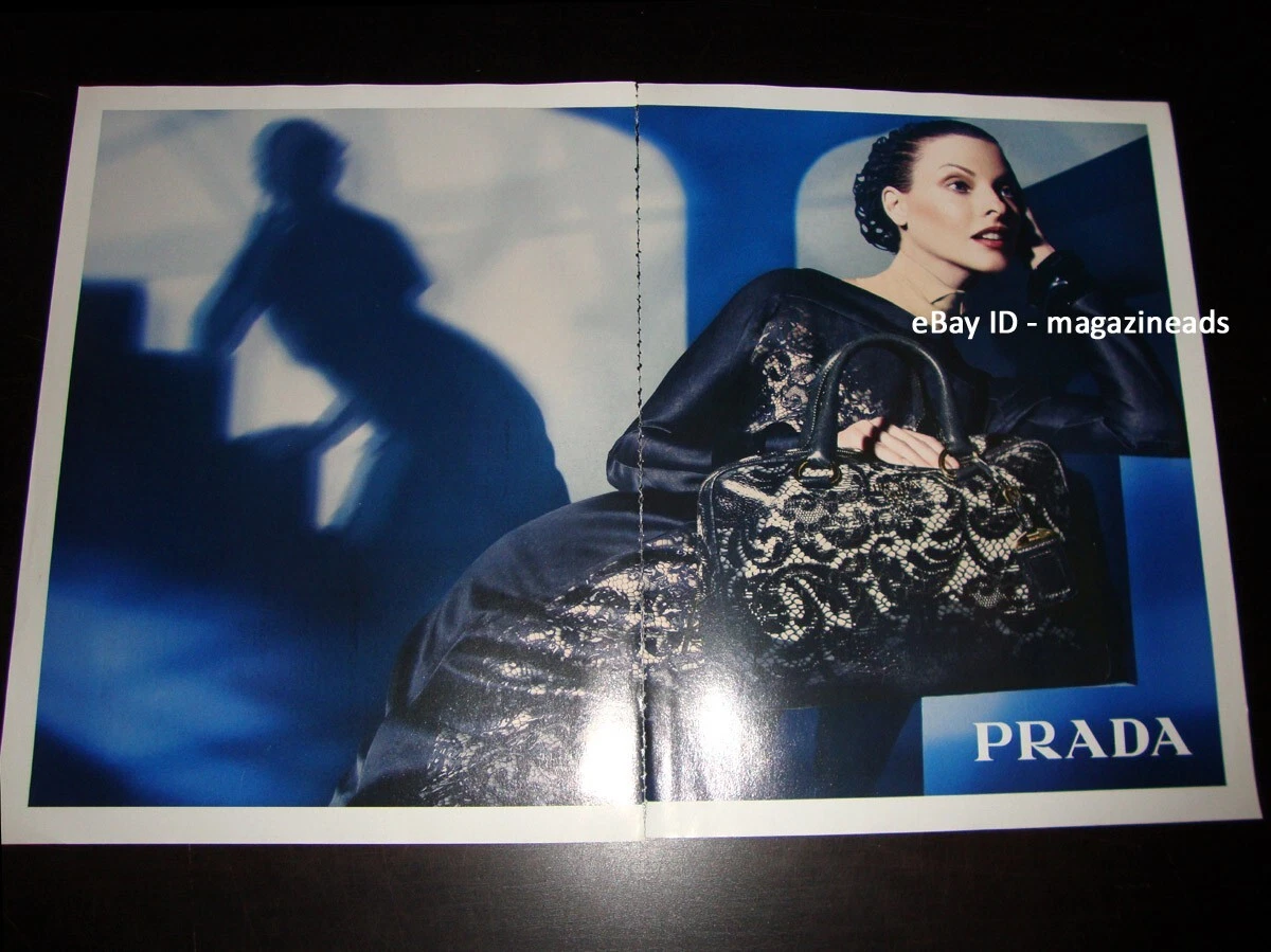 PRADA 2 PAGINE STAMPA ANNUNCIO AUTUNNO 2008 CARINA EVANGELISTA STEVEN MEISEL PIZZO
