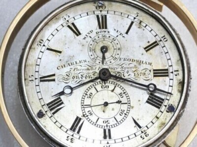 1900年頃　Chas Frodsham 住所入り　船舶時計　動作品　状態良好 EARLY RARE ANTIQUE CHARLES FRODSHAM LONDON MARINE CHRONOMETER