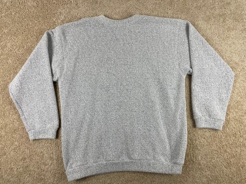 Gray vintage pullover sweater with long sleeves, back zipper, and textured knit, made in USA, Ocean City MD.