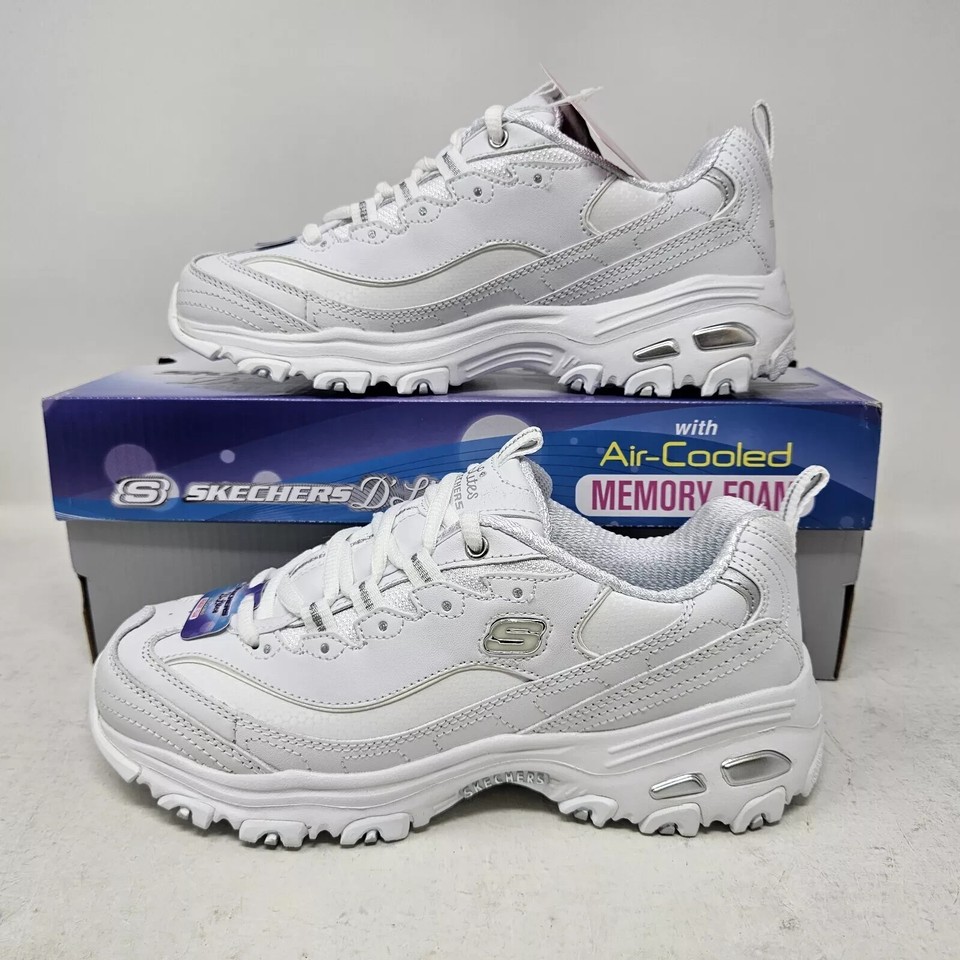 NEW Womens Skechers D'Lites Fresh Start Athletic Shoes, White, Size 9.5