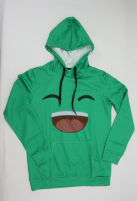 Boy's Jelly Sweatshirt Youth Large Smiley Face Laughing Hoody Green L
