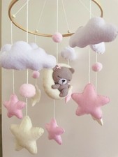 Baby Cot Mobile - Pink Teddy Nursery Mobile - Nursery Decor