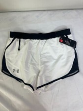 Under Armour Fly By 2.0 Shorts White Black 1350196-101 Womens Size S New Lined