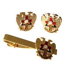 Rito Escocés ROSA CROIX Masónico Francmasón TIE BAR CLIP GEMELOS GEMELOS