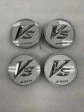 Work Wheels “VS” Silver/Chrome BIG BASE center cap set of 4 genuine VS-KF