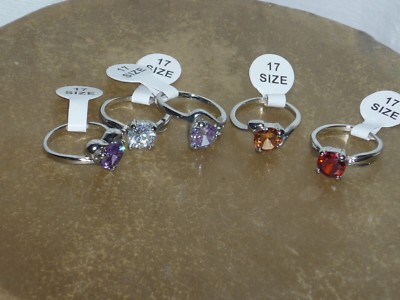 RINGE RINGE 5 STK GR 17 in diversen FARBEN Funkelnd  GLAS/METALL NEU 