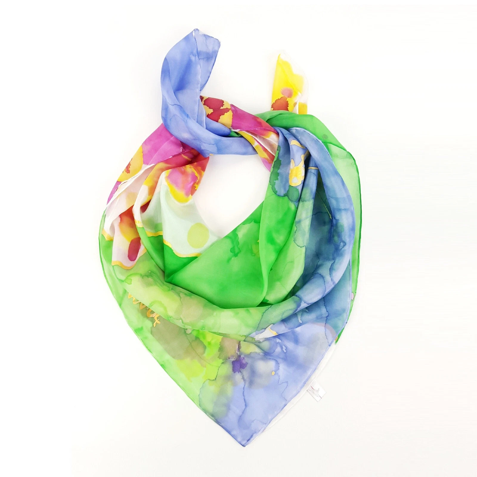 Foulard carré foulard en mousseline de soie MEIER teint main laminé 35