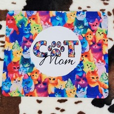 Cat Mom Computer Non Slip Custom Mouse Pad Handmade
