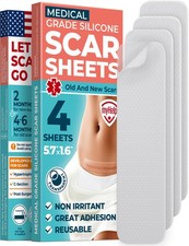 Medical Grade Silicone Scar Sheets - Transparent - 4pk 5.7"x1.6" , Clear