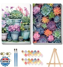 askkqtx 2 Pack Framed Paint by Numbers Kit for Adults - with Wood