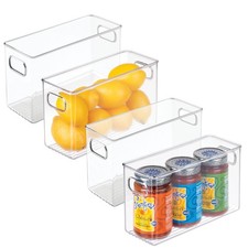iDesign Slim Clear Plastic Storage Bin, Tall Narrow, 4-Pack