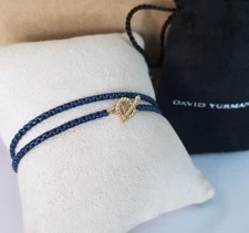 DAVID YURMAN - Bel Aire 14K Gold and Blue Double Wrap Box Chain Bracelet - NEW!!
