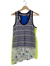 ZARA Tunique de plage Dames Top T EU 40 bleu-jaune primevère-blanc cassé