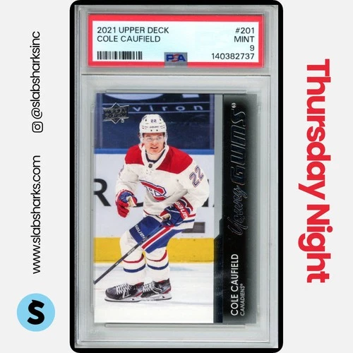 2021 UPPER DECK #201 COLE CAUFIELD YOUNG GUNS RC ROOKIE PSA 9
