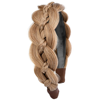 Wide Braided Headband with Teeth Synthetic Hair Plaited Headband Fishtail Braide