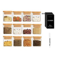 GewüRzgläSer Set Bambusdeckel Glas Organizer GewüRzdosen Etiketten 12Er 120Ml