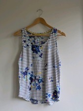 Joules Women’s Floral Vest Top – UK Size 12 – VGUC – Blue/White
