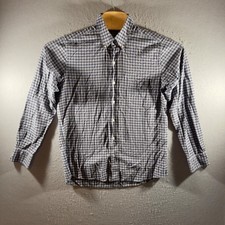 3013  J.McLaughlin Modern Fit Gingham Check Button Down Shirt Blue Gray Mens M