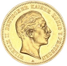 Preu&szlig;en Wilhelm II. 10 Mark 1889 A Gold seltener Jahrgang vz/f. stgl. J&auml;ger 249
