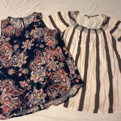 Daniel Rainn Blouse Bundle Womens Small Multicolor Excellent Paisley Striped 2pc