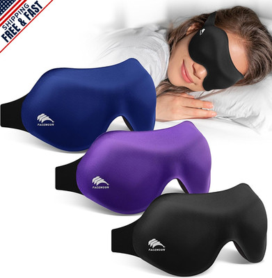 3-Pack 3D Sleep Masks for Side Sleepers, Adjustable Light Blocking Eye Covers