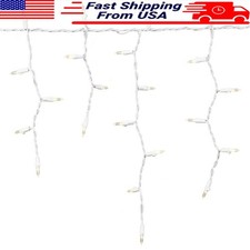 300 LED Icicle Christmas Lights Warm White Twinkle Indoor Outdoor Shatterproof