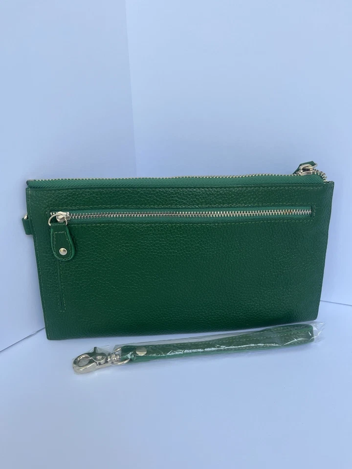 Bolso sin asas de muñeca Rowallan of Scotland British Racing verde cuero de lujo guijarro Foto 2 de 4