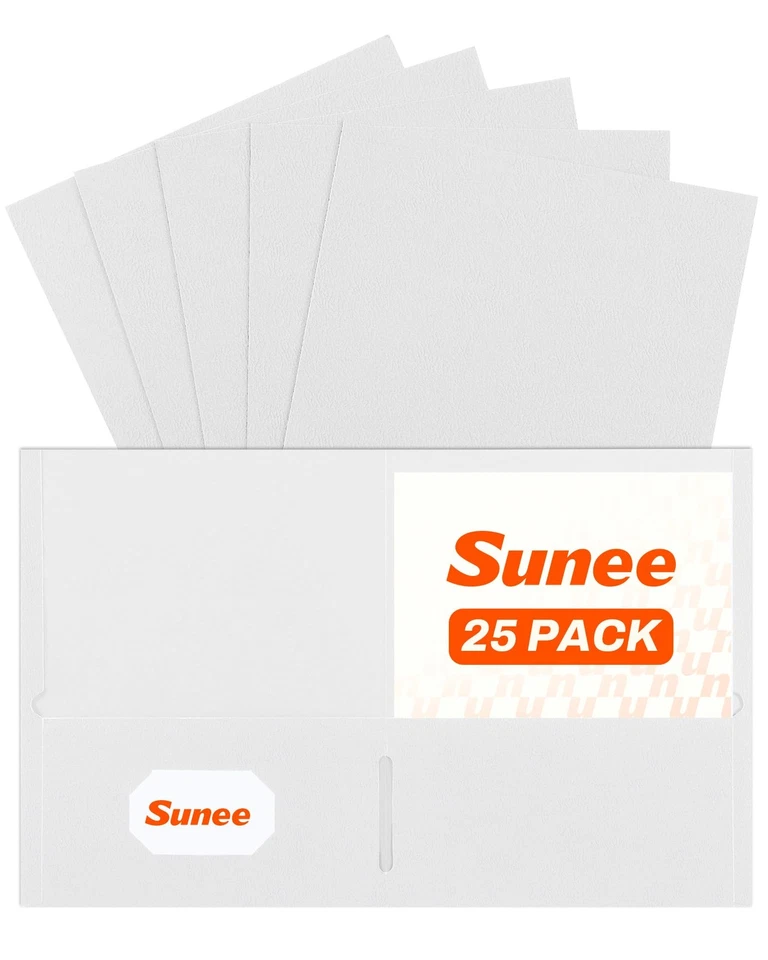 White Folders With Pockets Paper File Folder Letter Size School 25 Pack Box - Image 1 of 4