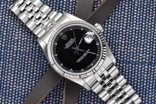 1997 Rolex Datejust 31mm Midsize Fluted Bezel Black Dial Steel Jubilee 68274