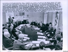 1964 Pres Johnson & Latin American Ambassadors Consult Politics Wirephoto 7X9