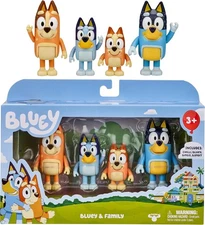 Bluey Family Figure Pack of 4, Robust Poseable Character Toys with Bingo,... 