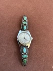 Vintage Native American Sterling, Turquoise and Coral Ladies Vintage Timex Watch