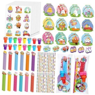 168 Pcs Easter Stationery Gifts Set Spring Easter Eraser Happy Easter Bookmark