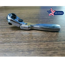 1/4" Drive Ratchet Handle Socket Wrench 72 Tooth Flexible Head Stubby Flattop