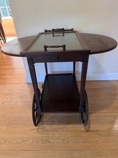 Paalman Furniture Antique Drop Leaf Tea Cart w/Removable Glass Top