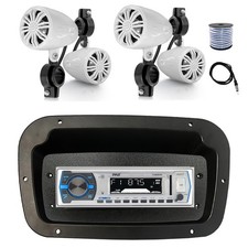 Pyle Marine Radio, Spa Bezel,Adapter, Antenna,Wire, 4x 2.25" 10W White Speakers