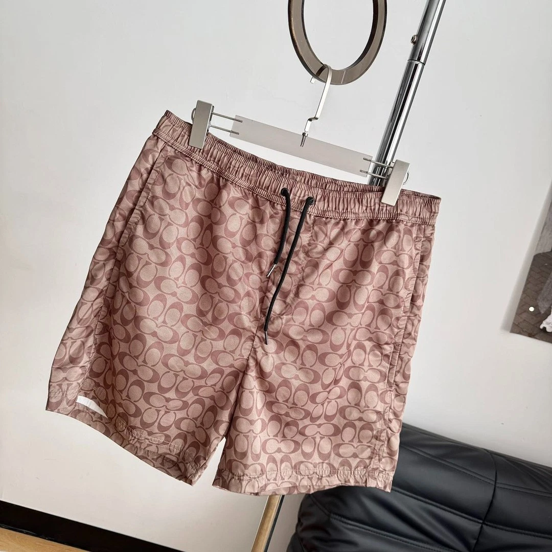 NWT COACH Men's Women Unisex Signature beach Summer Brown shorts