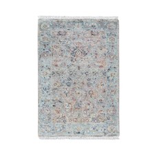 Hand Knotted Mat Rug 2'x3' Light Pink Ziegler Mahal Design Zero Pile Pure Wool