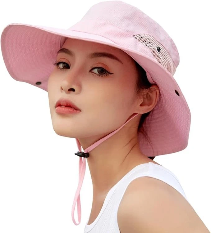 Women UV Protection Wide Brim Bucket Hat Foldable Sun Cap Outdoor Beach