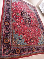 Teppich 320x227cm Vintage Orientalisch Handgeknüpft Medaillon Keshan Wolle 10,5' x 7,5'