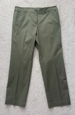 Talbots Straight Leg Stretch Cotton Chino Pants Olive Green Size 14P