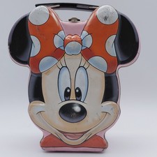 Vintage Disney Minnie Mouse Head Lunchbox Storage Box Metal Tin
