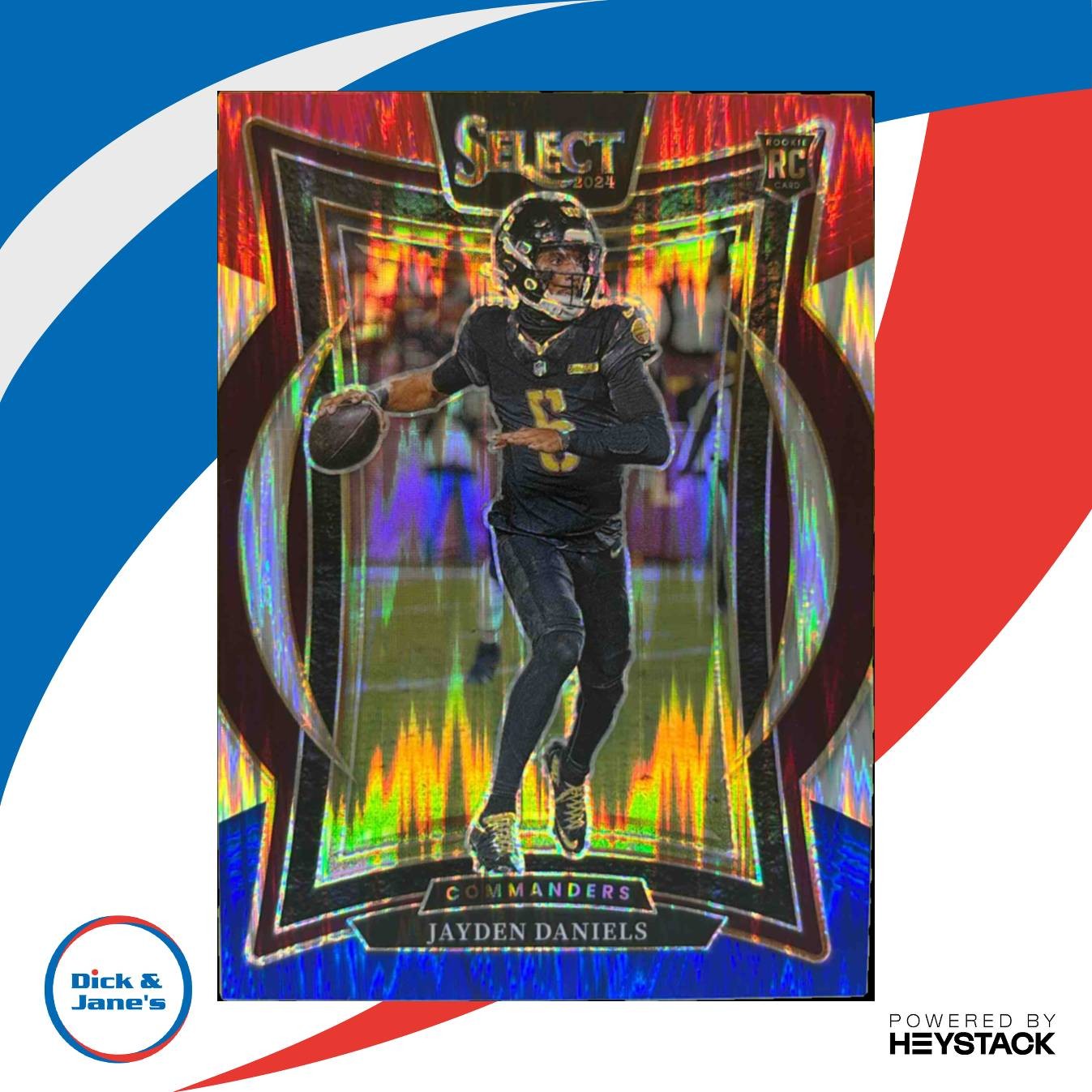 2024 Select Jayden Daniels Concourse Red and Blue Prizm Shock #26 RC Commanders