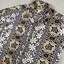 VTG Blue Hawaii Hawaiian Shirt Mens Large Cotton Aloha Turtle Floral Made In USA
