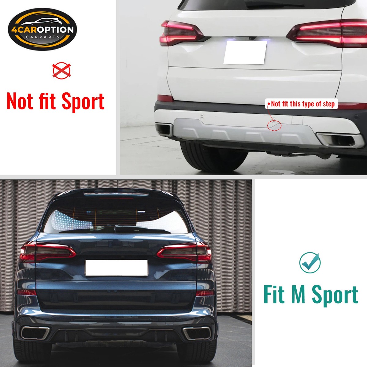 Fits 19-25 BMW G05 X5 M Sport Rear Diffuser Bumper Lip Gloss Black 