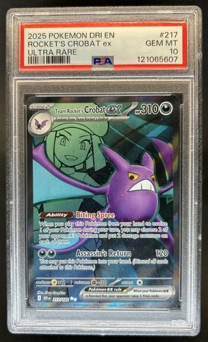 2025 Pokemon Destined Rivals Team Rocket's Crobat ex #217/182 PSA 10 GEM MINT